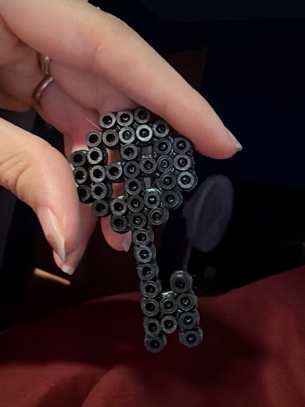 Black Beaded Key-Shaped Pendant Necklace Charm